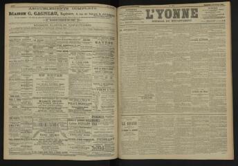 3 vues - L\'Yonne, journal du département, n° 256, mercredi 2 novembre 1904 (ouvre la visionneuse)