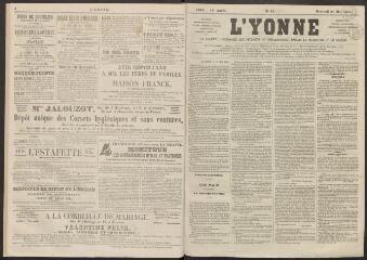 3 vues - L\'Yonne : ce journal, consacré aux intérêts du département, paraît le mercredi et le samedi, n° 41, mercredi 24 mai 1854 (ouvre la visionneuse)
