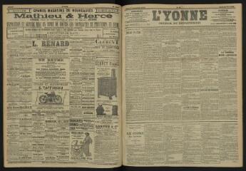 3 vues - L\'Yonne, journal du département, n° 65, lundi 20 mars 1905 (ouvre la visionneuse)