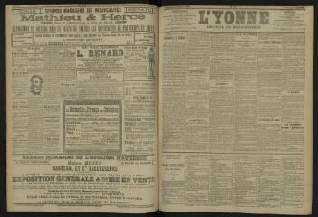 3 vues - L\'Yonne, journal du département, n° 83, lundi 10 avril 1905 (ouvre la visionneuse)