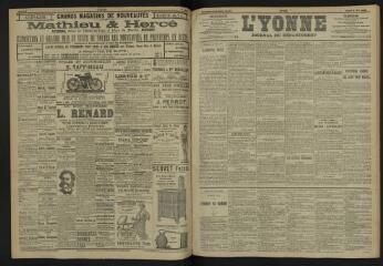 3 vues - L\'Yonne, journal du département, n° 106, lundi 8 mai 1905 (ouvre la visionneuse)