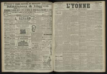 3 vues - L\'Yonne, journal du département, n° 112, lundi 15 mai 1905 (ouvre la visionneuse)
