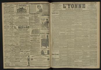 3 vues - L\'Yonne, journal du département, n° 129, lundi 5 juin 1905 (ouvre la visionneuse)