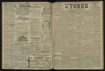 3 vues - L\'Yonne, journal du département, n° 186, lundi 14 août 1905 (ouvre la visionneuse)