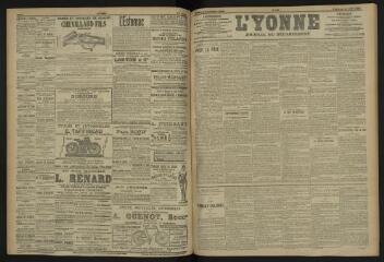 3 vues - L\'Yonne, journal du département, n° 189, vendredi 18 août 1905 (ouvre la visionneuse)