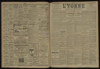 3 vues - L\'Yonne, journal du département, n° 143, mercredi 20 juin 1906 (ouvre la visionneuse)