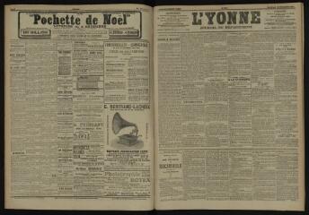 3 vues - L\'Yonne, journal du département, n° 291, vendredi 14 décembre 1906 (ouvre la visionneuse)