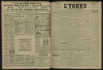 3 vues - L\'Yonne, journal du département, n° 56, lundi 11 mars 1907 (ouvre la visionneuse)