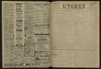 3 vues - L\'Yonne, journal du département, n° 89, jeudi 18 avril 1907 (ouvre la visionneuse)