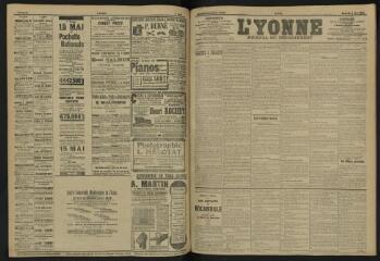 3 vues - L\'Yonne, journal du département, n° 102, samedi 4 mai 1907 (ouvre la visionneuse)