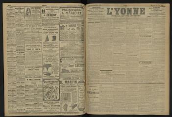 3 vues - L\'Yonne, journal du département, n° 133, mercredi 12 juin 1907 (ouvre la visionneuse)
