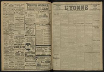 3 vues - L\'Yonne, journal du département, n° 153, vendredi 5 juillet 1907 (ouvre la visionneuse)