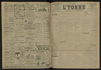 3 vues - L\'Yonne, journal du département, n° 162, mardi 16 juillet 1907 (ouvre la visionneuse)