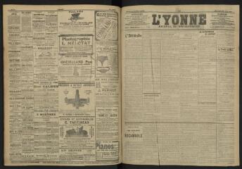 3 vues - L\'Yonne, journal du département, n° 197, mercredi 28 août 1907 (ouvre la visionneuse)