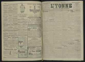 4 vues - L\'Yonne, journal du département, n° 245, mercredi 23 octobre 1907 (ouvre la visionneuse)