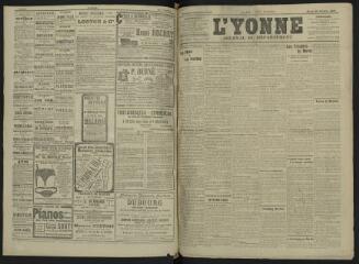 4 vues - L\'Yonne, journal du département, n° 250, mardi 29 octobre 1907 (ouvre la visionneuse)