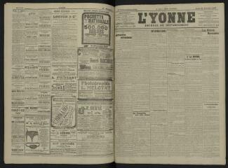 4 vues - L\'Yonne, journal du département, n° 273, jeudi 28 novembre 1907 (ouvre la visionneuse)