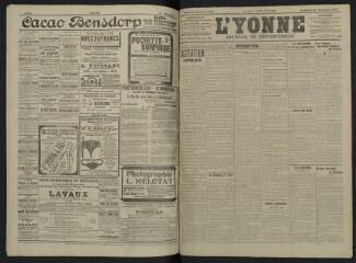 4 vues - L\'Yonne, journal du département, n° 274, vendredi 29 novembre 1907 (ouvre la visionneuse)