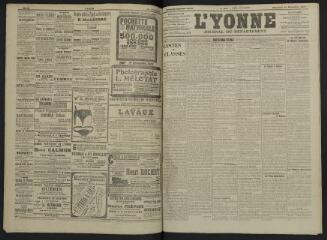 4 vues - L\'Yonne, journal du département, n° 284, mercredi 11 décembre 1907 (ouvre la visionneuse)