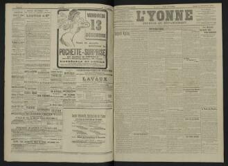 4 vues - L\'Yonne, journal du département, n° 288, lundi 16 décembre 1907 (ouvre la visionneuse)