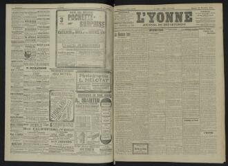 4 vues - L\'Yonne, journal du département, n° 293, samedi 21 décembre 1907 (ouvre la visionneuse)