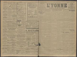 4 vues - L\'Yonne, journal du département, n° 9, samedi 11 janvier 1908 (ouvre la visionneuse)
