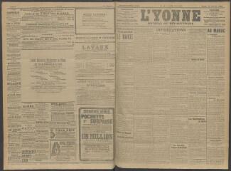 4 vues - L\'Yonne, journal du département, n° 10, lundi 13 janvier 1908 (ouvre la visionneuse)