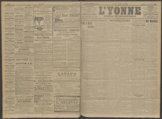 4 vues - L\'Yonne, journal du département, n° 11, mardi 14 janvier 1908 (ouvre la visionneuse)
