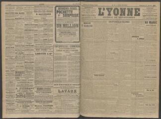4 vues - L\'Yonne, journal du département, n° 14, vendredi 17 janvier 1908 (ouvre la visionneuse)