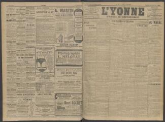 4 vues - L\'Yonne, journal du département, n° 15, samedi 18 janvier 1908 (ouvre la visionneuse)
