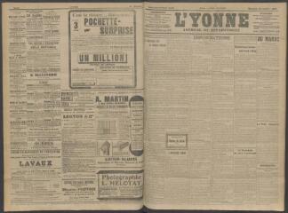 4 vues - L\'Yonne, journal du département, n° 18, mercredi 22 janvier 1908 (ouvre la visionneuse)