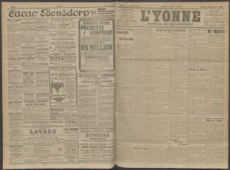 4 vues - L\'Yonne, journal du département, n° 20, vendredi 24 janvier 1908 (ouvre la visionneuse)