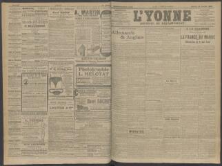 4 vues - L\'Yonne, journal du département, n° 21, samedi 25 janvier 1908 (ouvre la visionneuse)