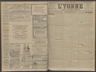 4 vues - L\'Yonne, journal du département, n° 22, lundi 27 janvier 1908 (ouvre la visionneuse)