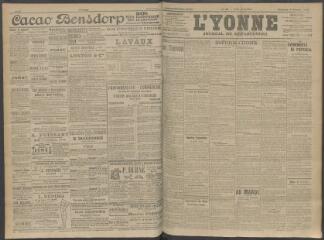 4 vues - L\'Yonne, journal du département, n° 32, vendredi 7 février 1908 (ouvre la visionneuse)