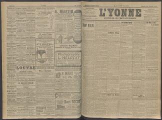 4 vues - L\'Yonne, journal du département, n° 45, samedi 22 février 1908 (ouvre la visionneuse)