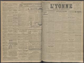 4 vues - L\'Yonne, journal du département, n° 49, jeudi 27 février 1908 (ouvre la visionneuse)