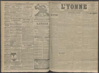 4 vues - L\'Yonne, journal du département, n° 60, mercredi 11 mars 1908 (ouvre la visionneuse)