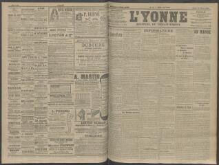 4 vues - L\'Yonne, journal du département, n° 61, jeudi 12 mars 1908 (ouvre la visionneuse)