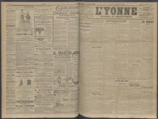 4 vues - L\'Yonne, journal du département, n° 71, mardi 24 mars 1908 (ouvre la visionneuse)