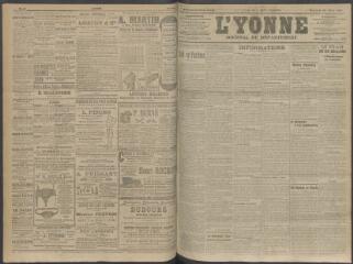 4 vues - L\'Yonne, journal du département, n° 72, mercredi 25 mars 1908 (ouvre la visionneuse)