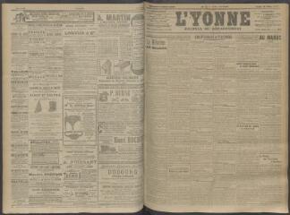 4 vues - L\'Yonne, journal du département, n° 73, jeudi 26 mars 1908 (ouvre la visionneuse)
