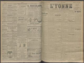 4 vues - L\'Yonne, journal du département, n° 84, samedi 4 avril 1908 (ouvre la visionneuse)