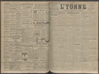 4 vues - L\'Yonne, journal du département, n° 90, samedi 11 avril 1908 (ouvre la visionneuse)