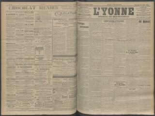 4 vues - L\'Yonne, journal du département, n° 99, mercredi 22 avril 1908 (ouvre la visionneuse)