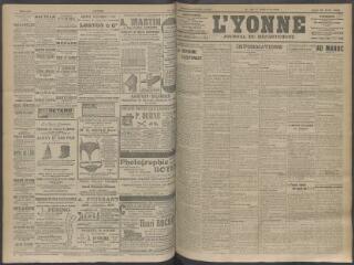 4 vues - L\'Yonne, journal du département, n° 100, jeudi 23 avril 1908 (ouvre la visionneuse)
