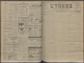 4 vues - L\'Yonne, journal du département, n° 105, mercredi 29 avril 1908 (ouvre la visionneuse)