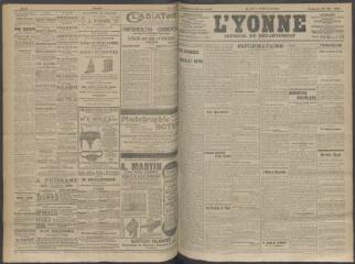 4 vues - L\'Yonne, journal du département, n° 107, vendredi 1 mai 1908 (ouvre la visionneuse)