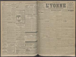 4 vues - L\'Yonne, journal du département, n° 110, mardi 5 mai 1908 (ouvre la visionneuse)