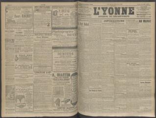 4 vues - L\'Yonne, journal du département, n° 115, lundi 11 mai 1908 (ouvre la visionneuse)